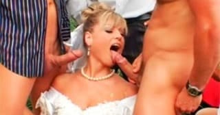 Жених с друзьями трахает невесту на свадьбе